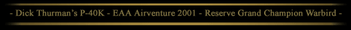 Dick Thurmans P-40K - EAA Airventure 2001 Reserve Grand Champion Warbird 